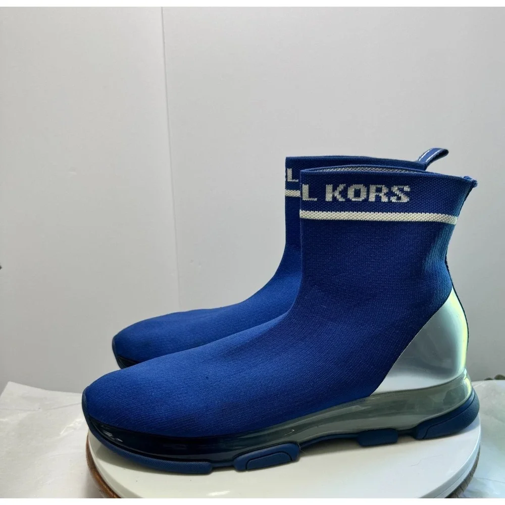 Michael Kors Kendra Reflective High Stretch Knit Sock Sneaker 10.5 Sapphire Blue